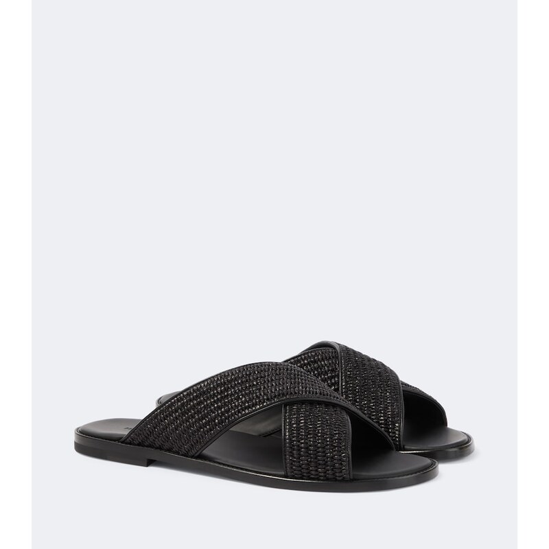 Manolo Blahnik Otawi raffia slides