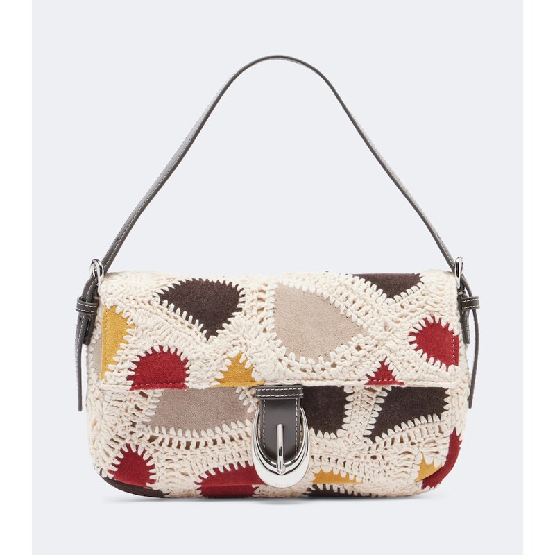 Staud Harlow Small suede and crochet shoulder bag