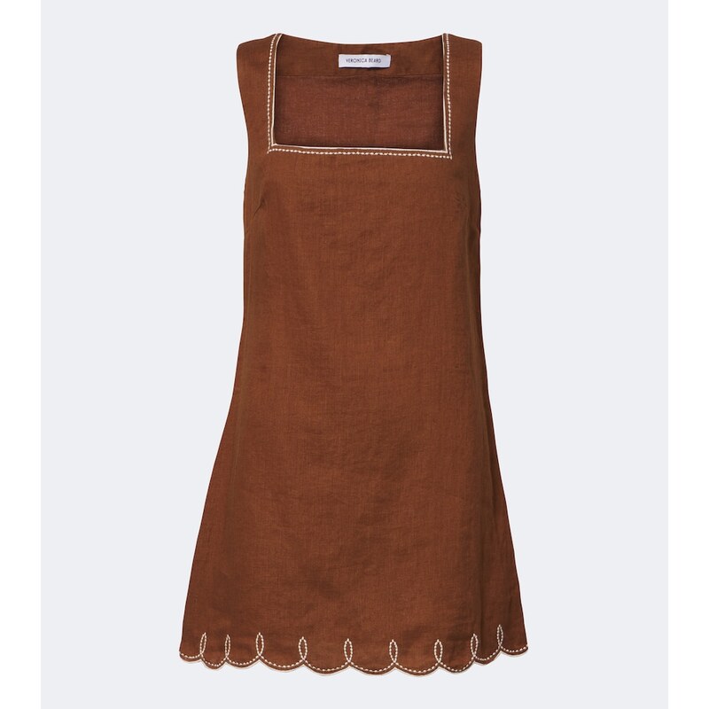 Veronica Beard Shanice scalloped linen minidress