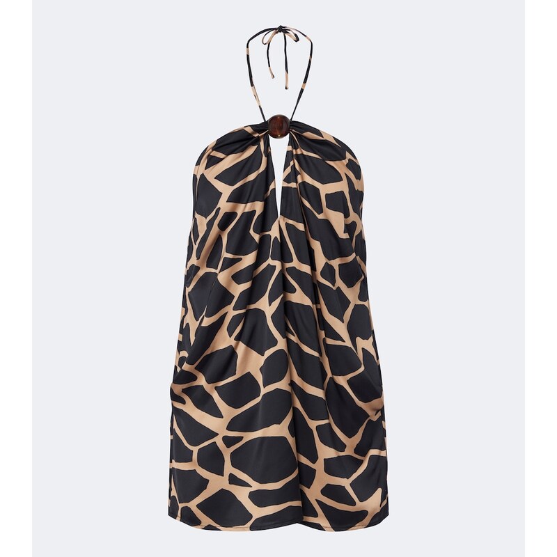 Faithfull Animal-print halterneck satin top
