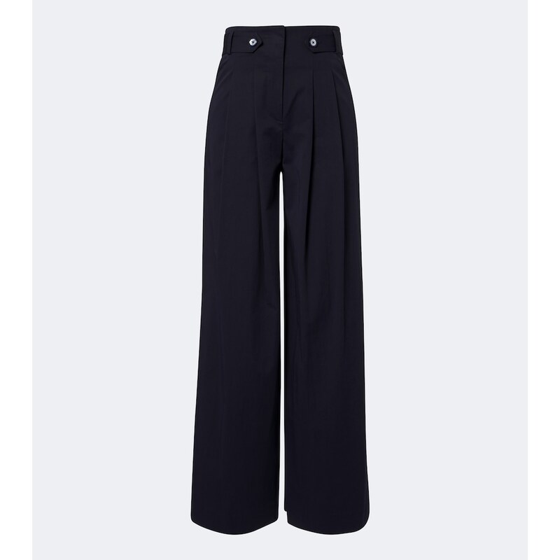 Veronica Beard Allman pleated cotton-blend wide-leg pants