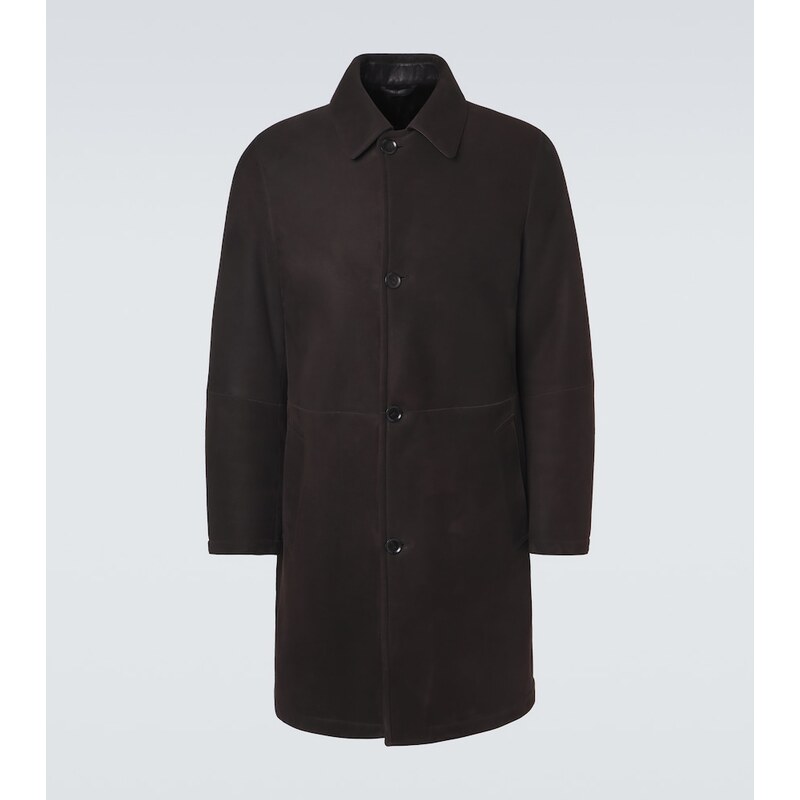 Brioni Shearling-lined suede coat