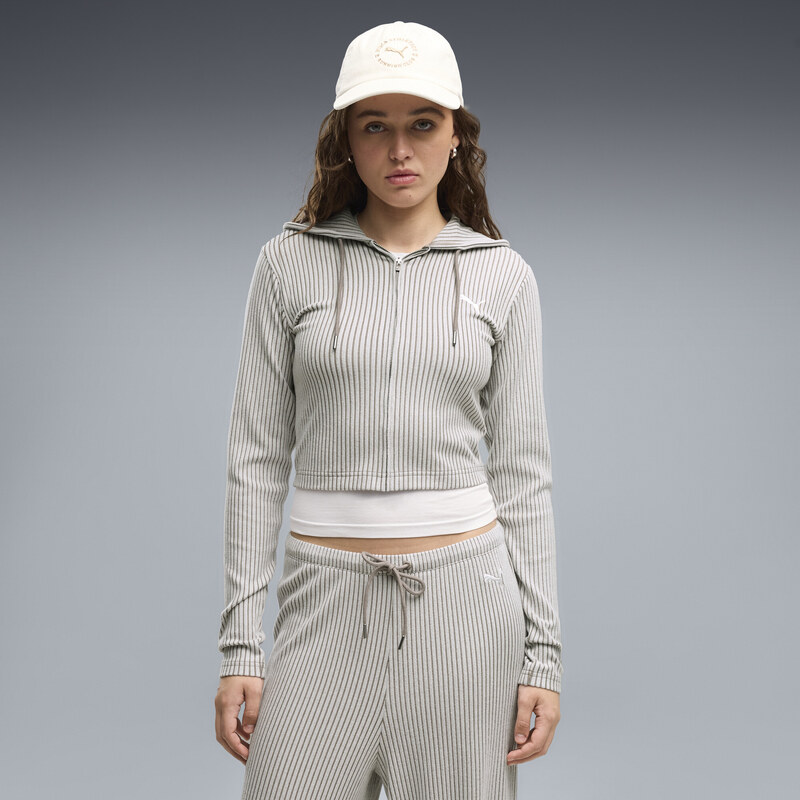 PUMA Essentials Ribbed Full-Zip Slim Hoodie Women
