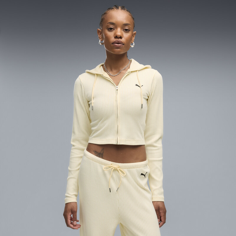 PUMA Essentials Ribbed Full-Zip Slim Hoodie Women