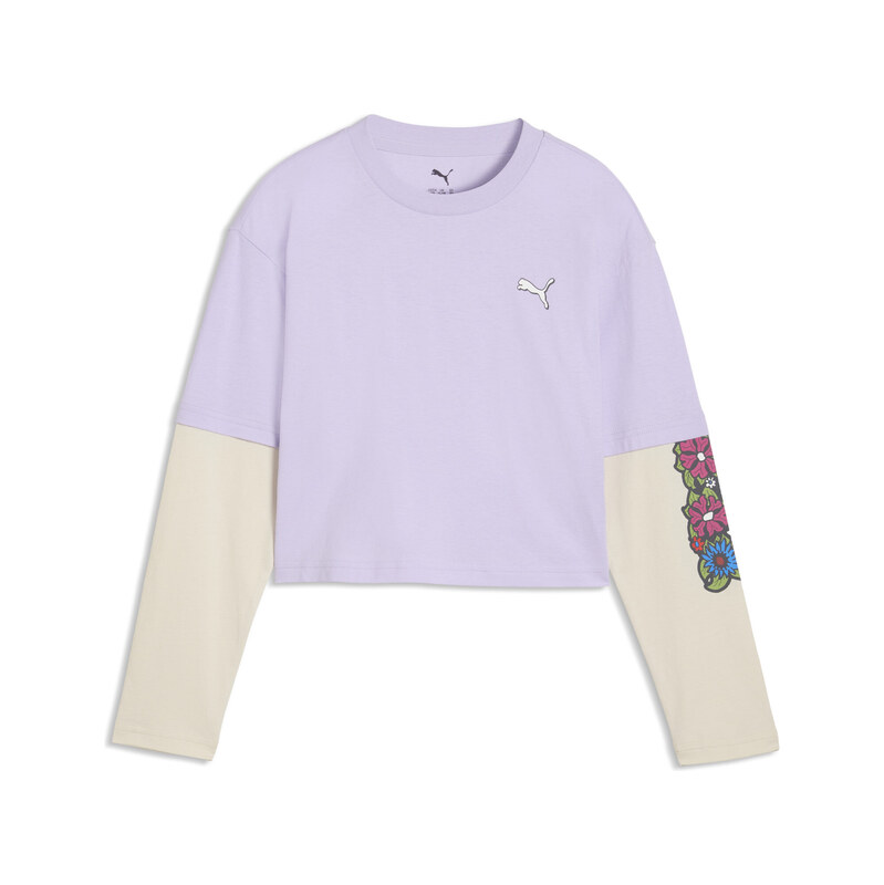 PUMA MID 90s Relaxed Layered Cropped Long Sleeve Tee Youth