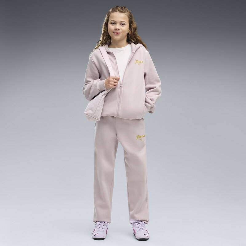 PUMA Essentials Script Glitter Full-Zip Tracksuit Youth