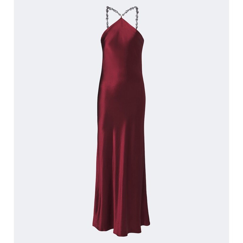 Staud Cadence halterneck satin slip dress