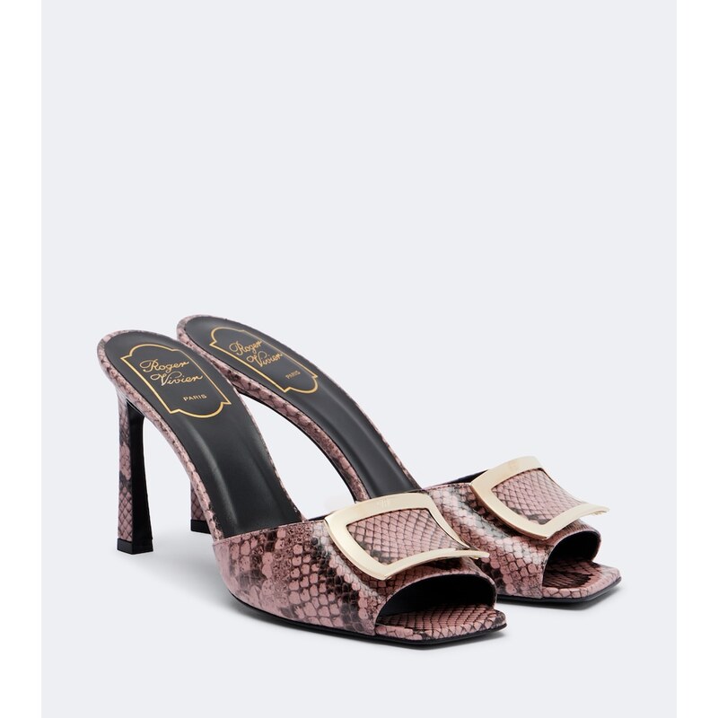 Roger Vivier Trompette snake-print leather mules