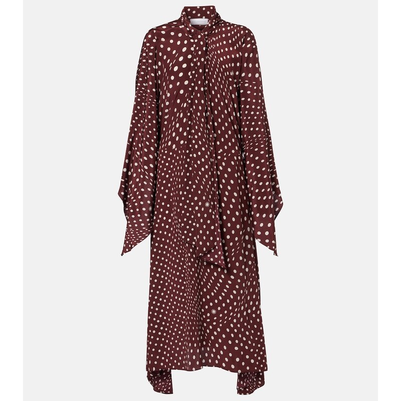 Stella McCartney Polka-dot tie-neck silk midi dress