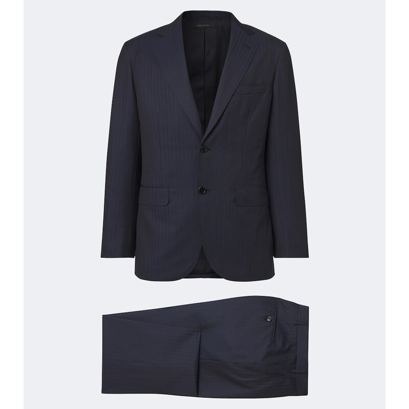 Oblek Brioni Striped Wool Suit v barvě modré