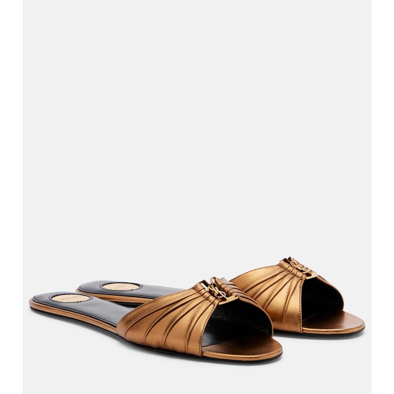 Saint Laurent Babylone metallic leather slides