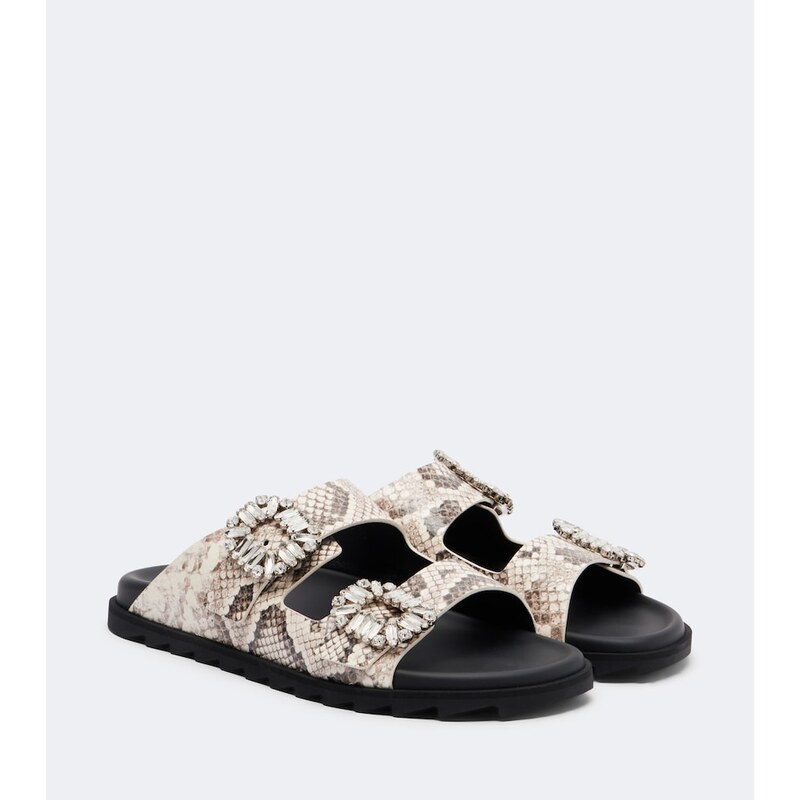 Roger Vivier Slidy Viv snake-print leather sandals