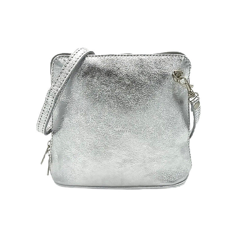Dámská kožená crossbody kabelka Borse Design 10-53 stříbrná
