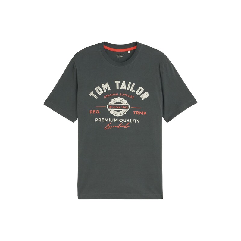 TOM TAILOR Tričko olivová / červená / bílá