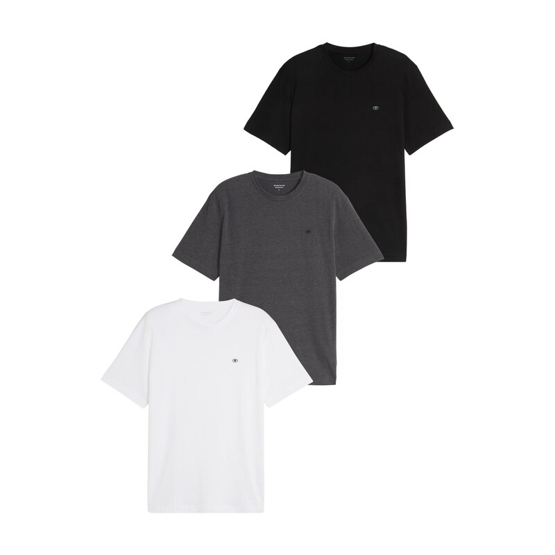 TOM TAILOR Tričko tmavě šedá / černá / bílá