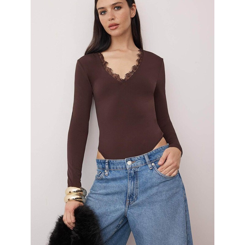 Trendyol Tričkové body čokoládová