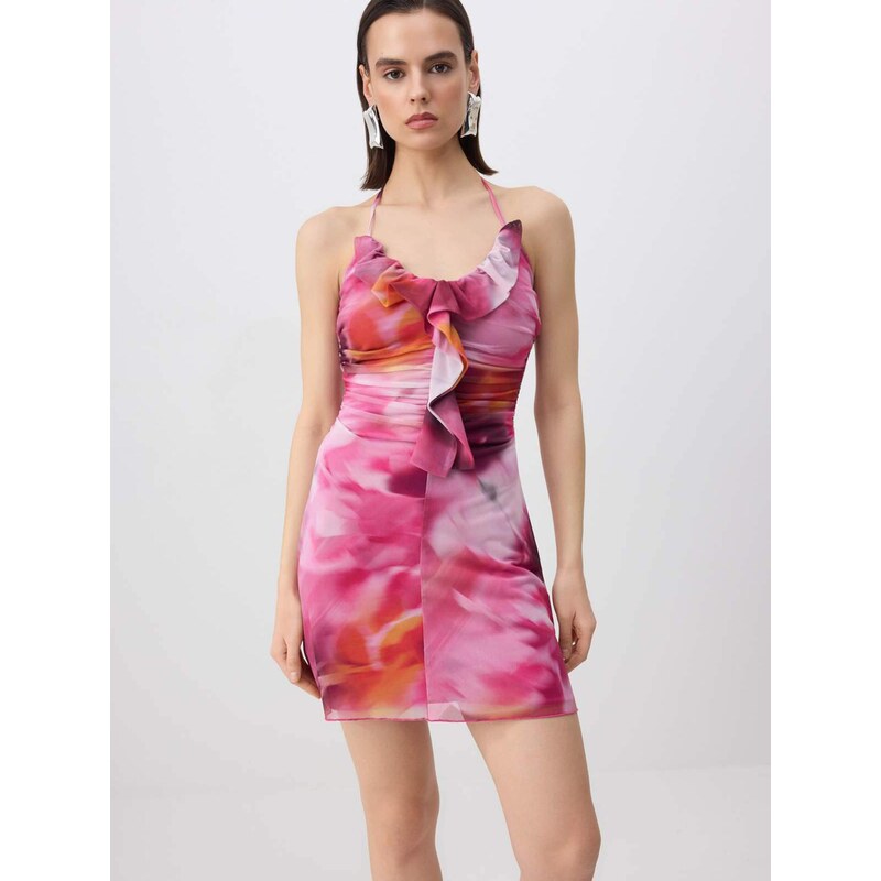 Trendyol Šaty oranžová / pink / růžová / bílá