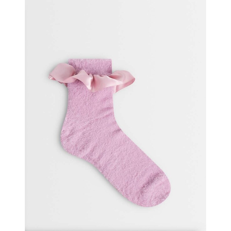 Dr Martens Satin frill fluffy socks in dusty rose-Pink