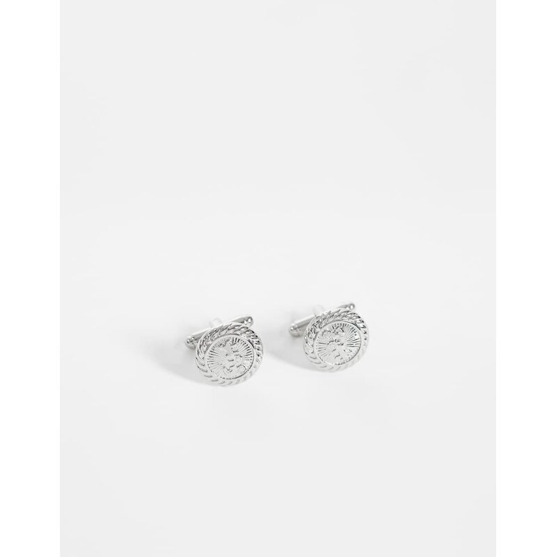 ASOS DESIGN chariot coin cufflinks in silver