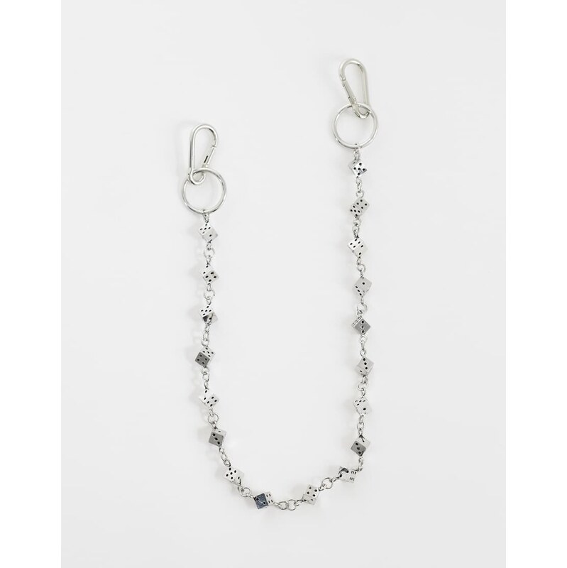 ASOS DESIGN dice jeans chain in silver