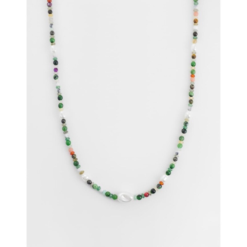 ASOS DESIGN faux pearl and bead mix necklace in multi