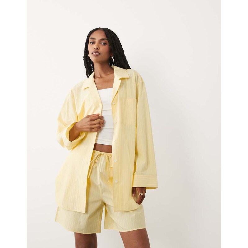 ARKET co-ord pure cotton beach shirt in yellow