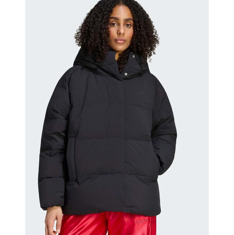 adidas performance Helionic down puffer hooded jacket in black