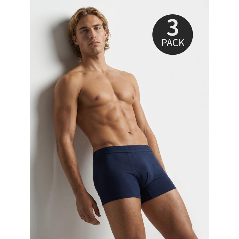 Sinsay - Bavlněné boxerky 3 pack - námořnická modrá