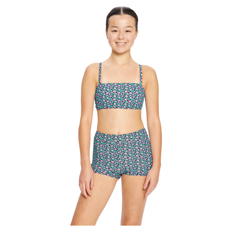 Dívčí plavky Modibodi Bandeau Strap Crop Top Luna Blossom Black