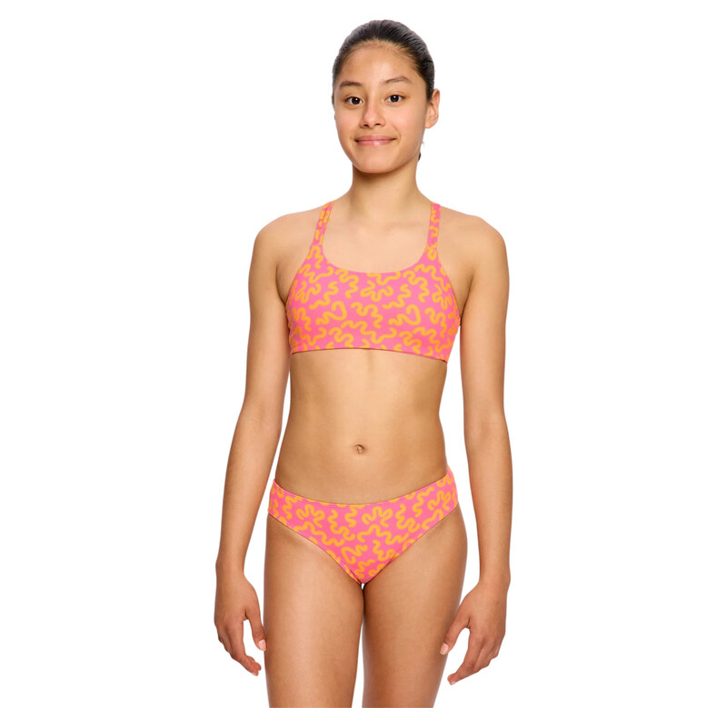 Dívčí plavky Modibodi crop top Summer Wavy Pink horní díl