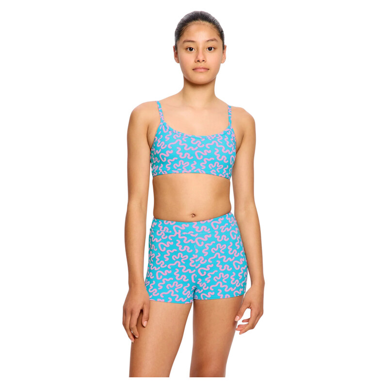 Dívčí plavky Modibodi crop top Splice Wavy Blue horní díl