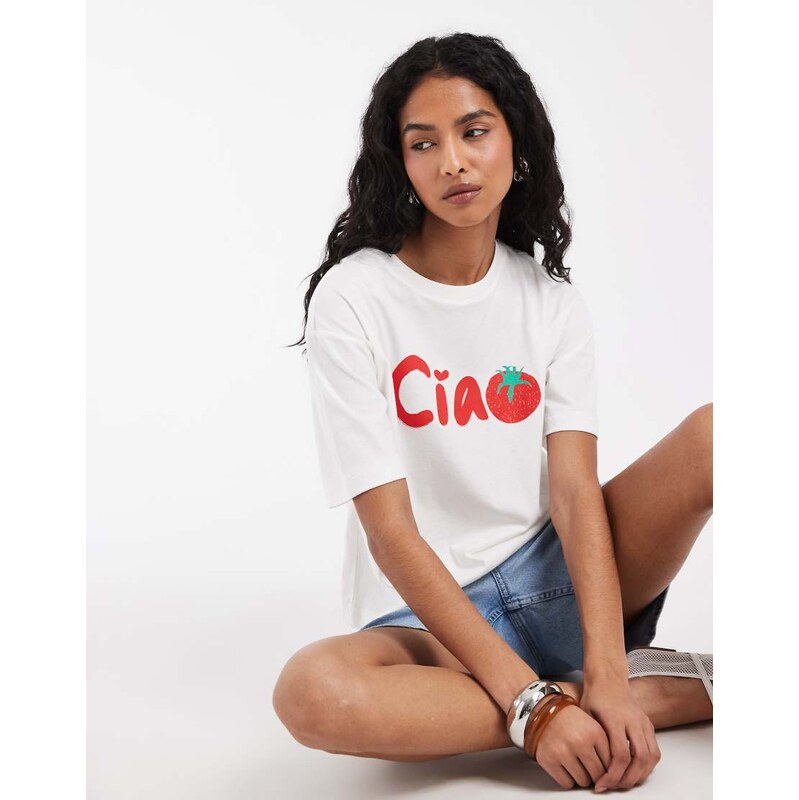 GAP tomato print boxy t-shirt in white