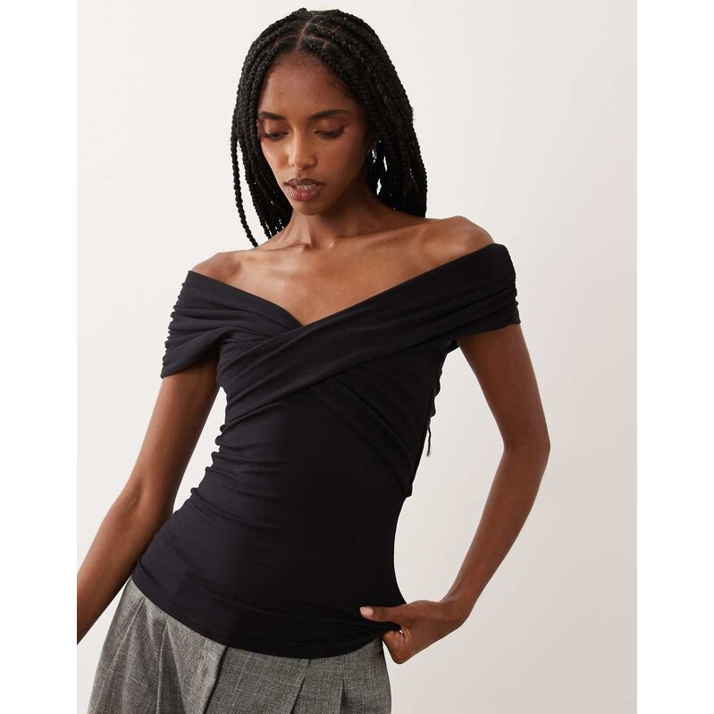 Supre Soft Elodie off shoulder wrap top in black