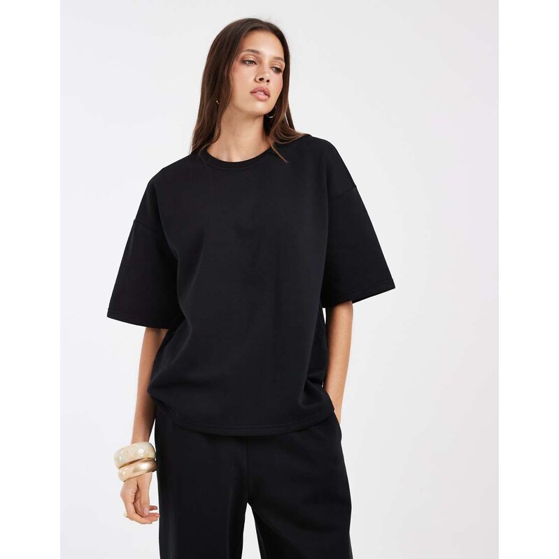 Vero Moda oversized sweat t-shirt co-ord in black