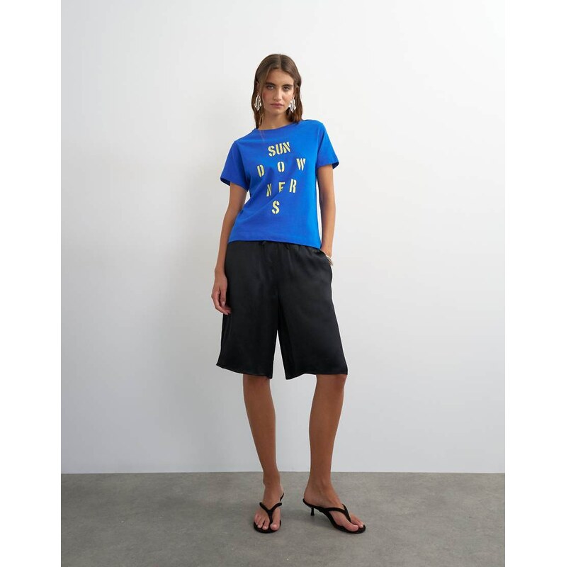 Topshop satin longline short in black