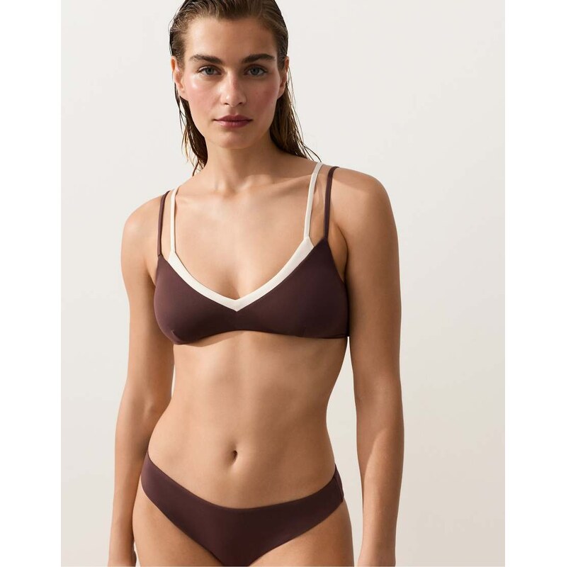 OYSHO Double-effect bikini top in brown