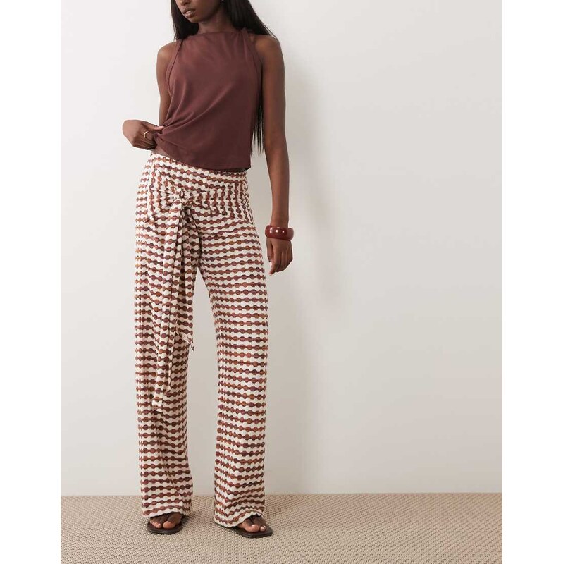 ASOS DESIGN crochet jersey skirt co-ord with tie waist detail in