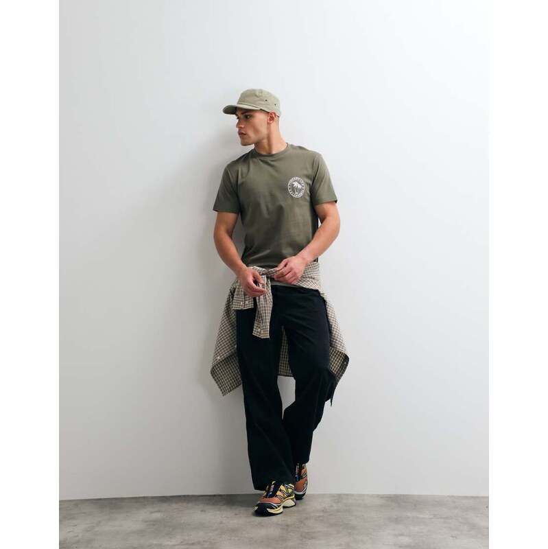 ASOS DESIGN t-shirt with palm tree chest graphic in olive-Green
