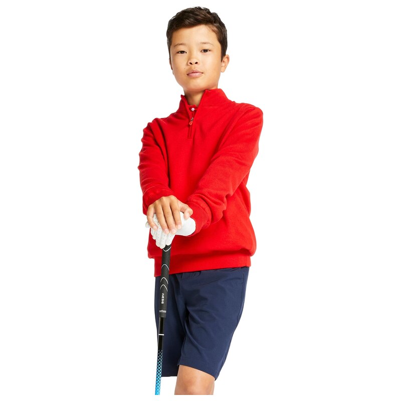 INESIS Dětský větruodolný golfový svetr MW500 červený