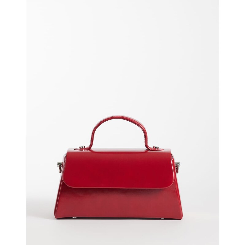 Glamorous top handle bag in cayenne red