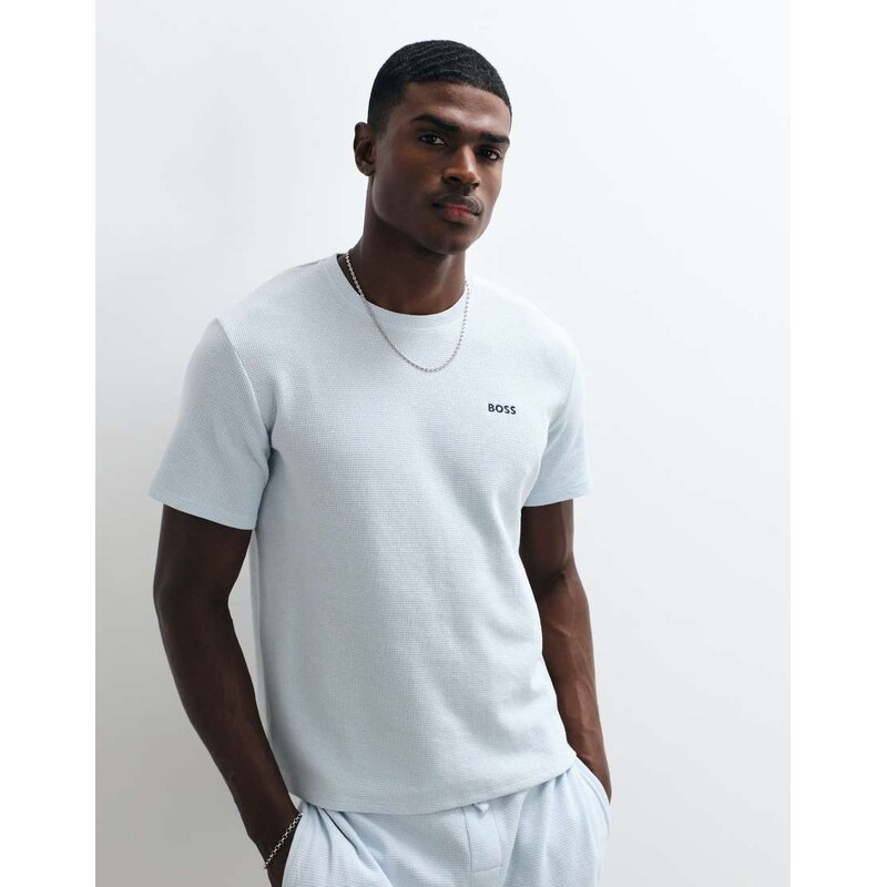 BOSS Bodywear co-ord waffle t-shirt with chest logo in light