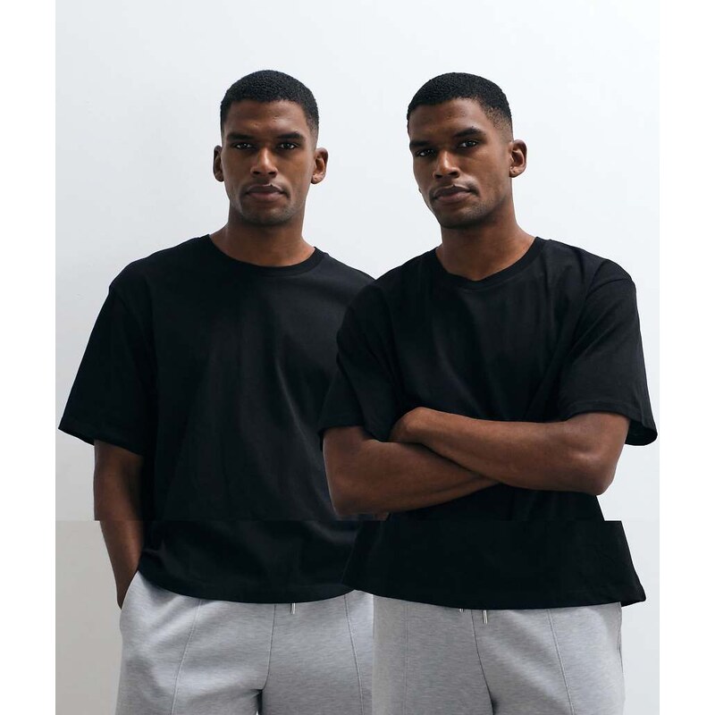 Jack & Jones 2 pack loose fit t-shirt in black