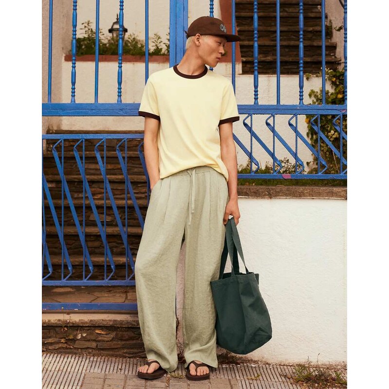 Bershka Rustic baggy trousers in green