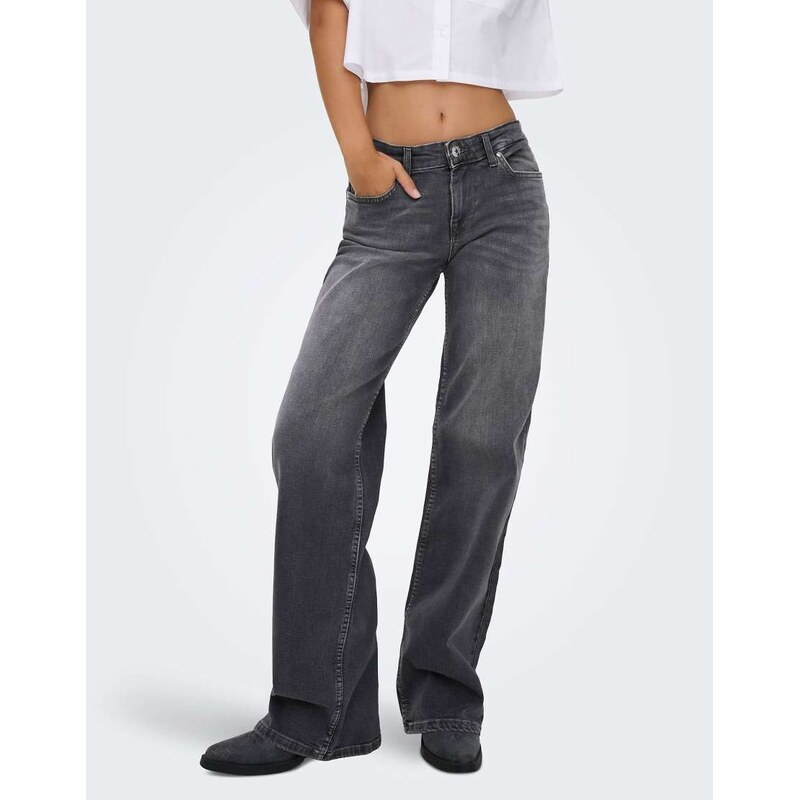 ONLY Julles low waist straight leg jeans in grey denim