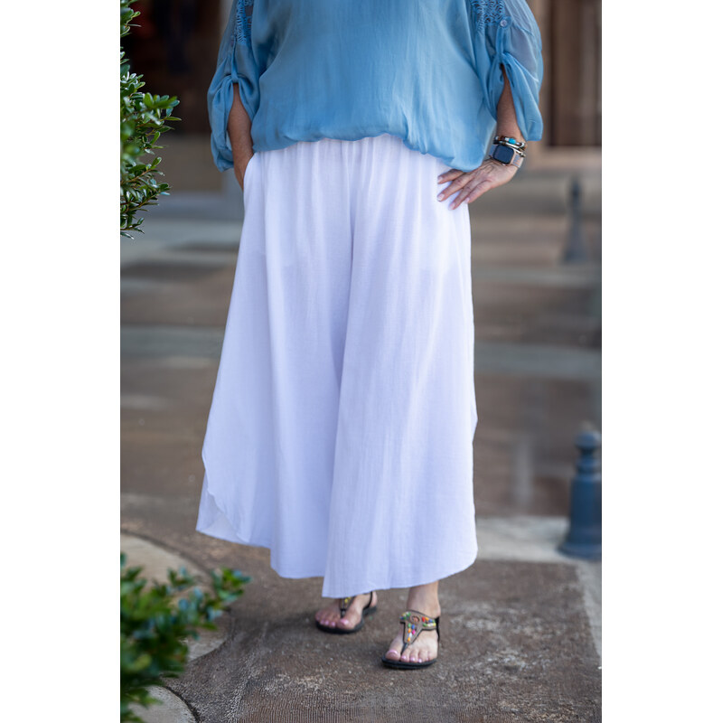 Italy fashion Bavlněné kalhoty MALA Barva: Bílá, Velikost: UNI: