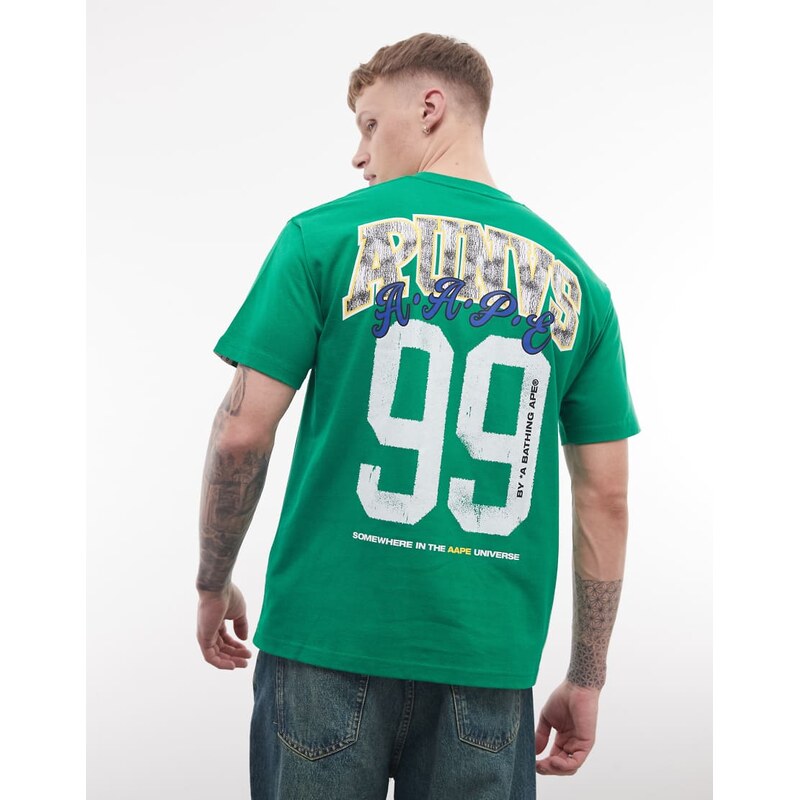 Aape by A Bathing Ape oversized t-shirt in green with back print