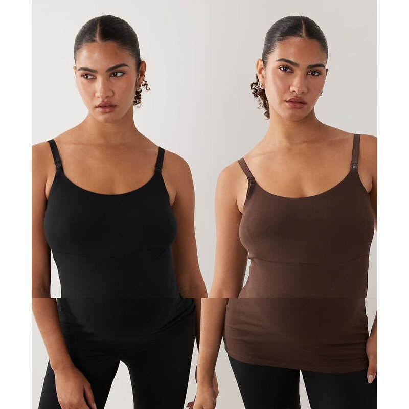 Mama.licious Mamalicious Maternity 2 pack seamless cami top in