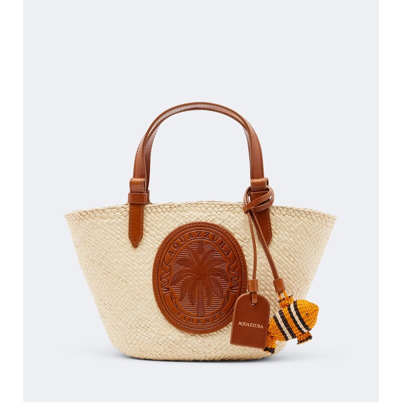 Aquazzura Tropical Mini raffia top-handle bag