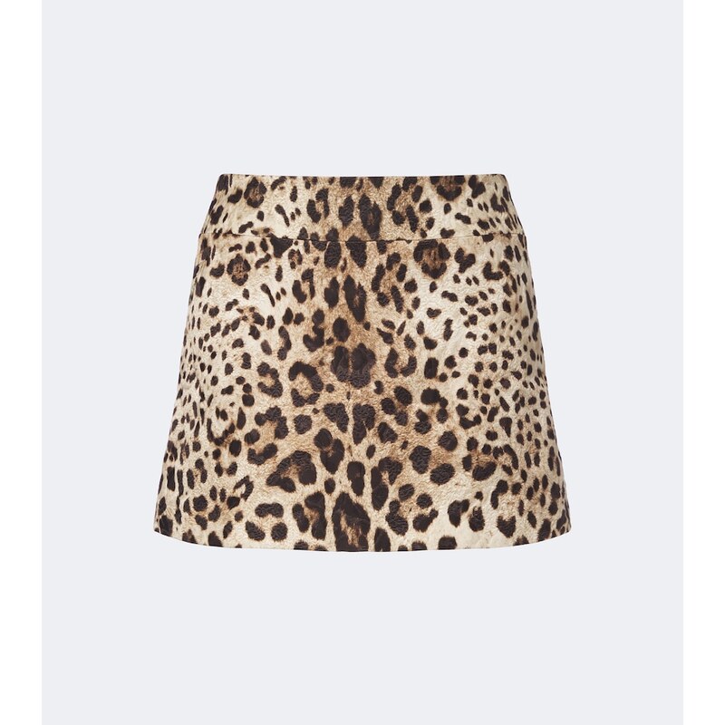 Dolce&Gabbana Leopard-print cotton and silk-blend miniskirt