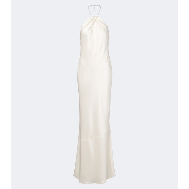 Retrofete RetrofÃªte Anat beaded halterneck satin maxi dress